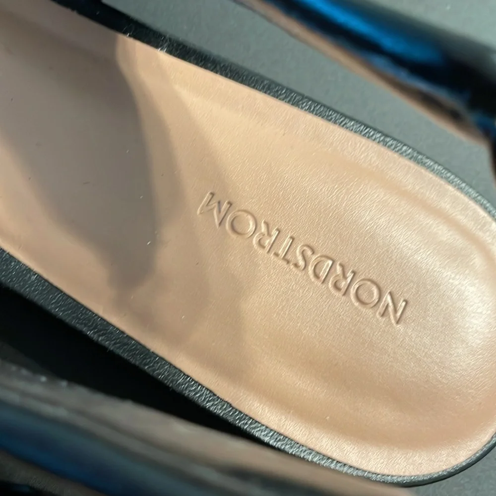 Nordstrom Arabella Slingbacks Woven Flats Size 10M Black Square Toe - Picture 6 of 10